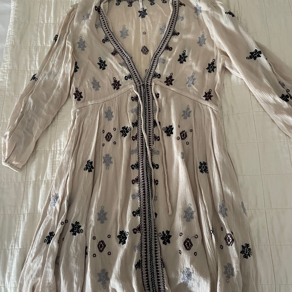 Embroidered Beige Dress